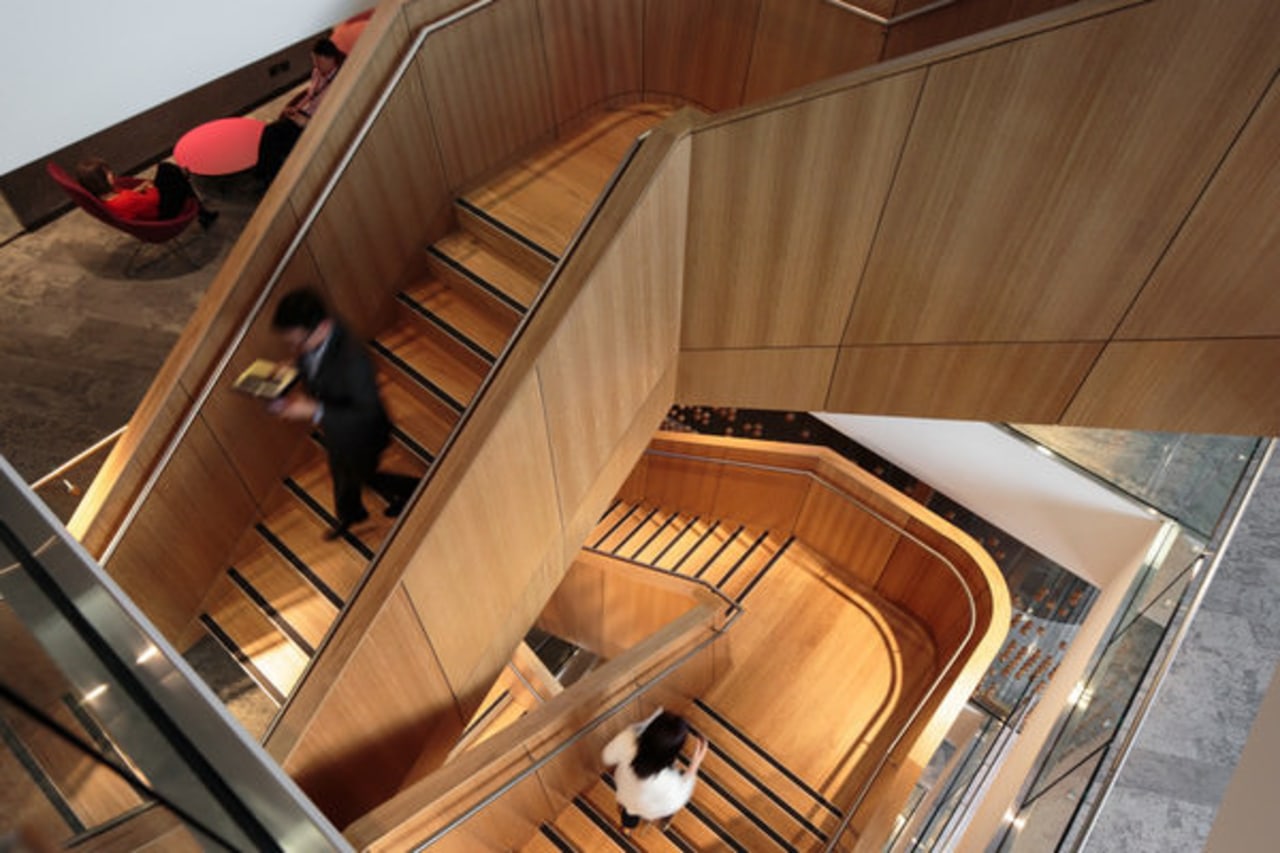 icare – dwp | design worldwide partnership architecture, floor, keyboard, piano, stairs, wood, brown