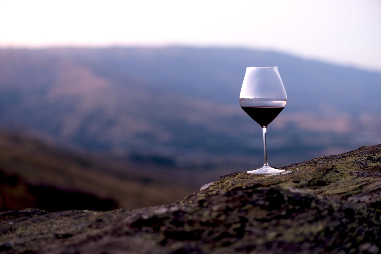 Quality glassware and crystal from The Studio of horizon, landscape, mountain, sky, black, blue