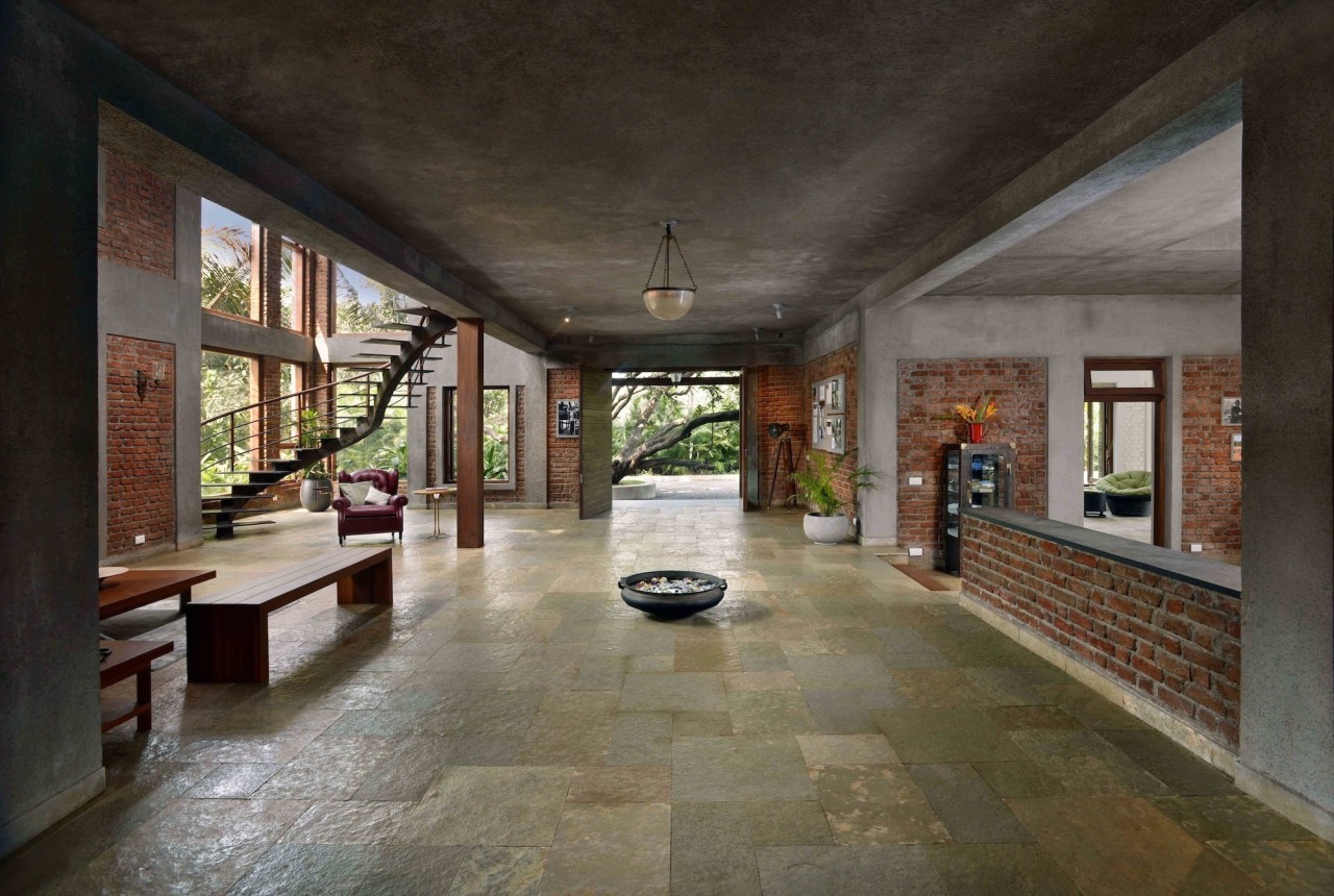 Architect: Studio PKA http://www.purankumar.com/Photographer: Amit Pasricha estate, floor, flooring, interior design, lobby, real estate, black, gray