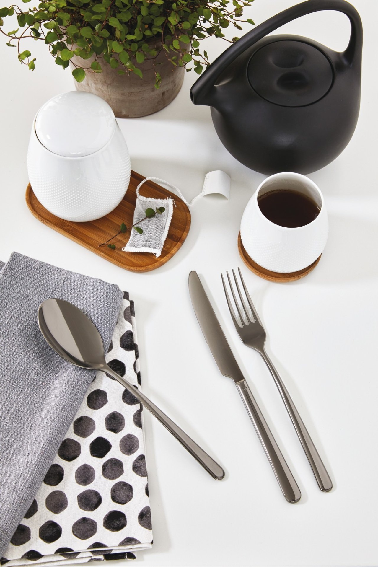 A selection from The Studio of Tableware ceramic, cutlery, fork, product, product design, spoon, tableware, white
