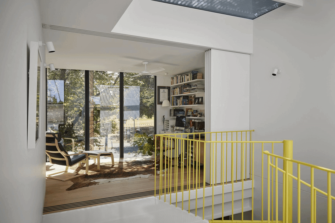The studio has full height windows (overlooking the 