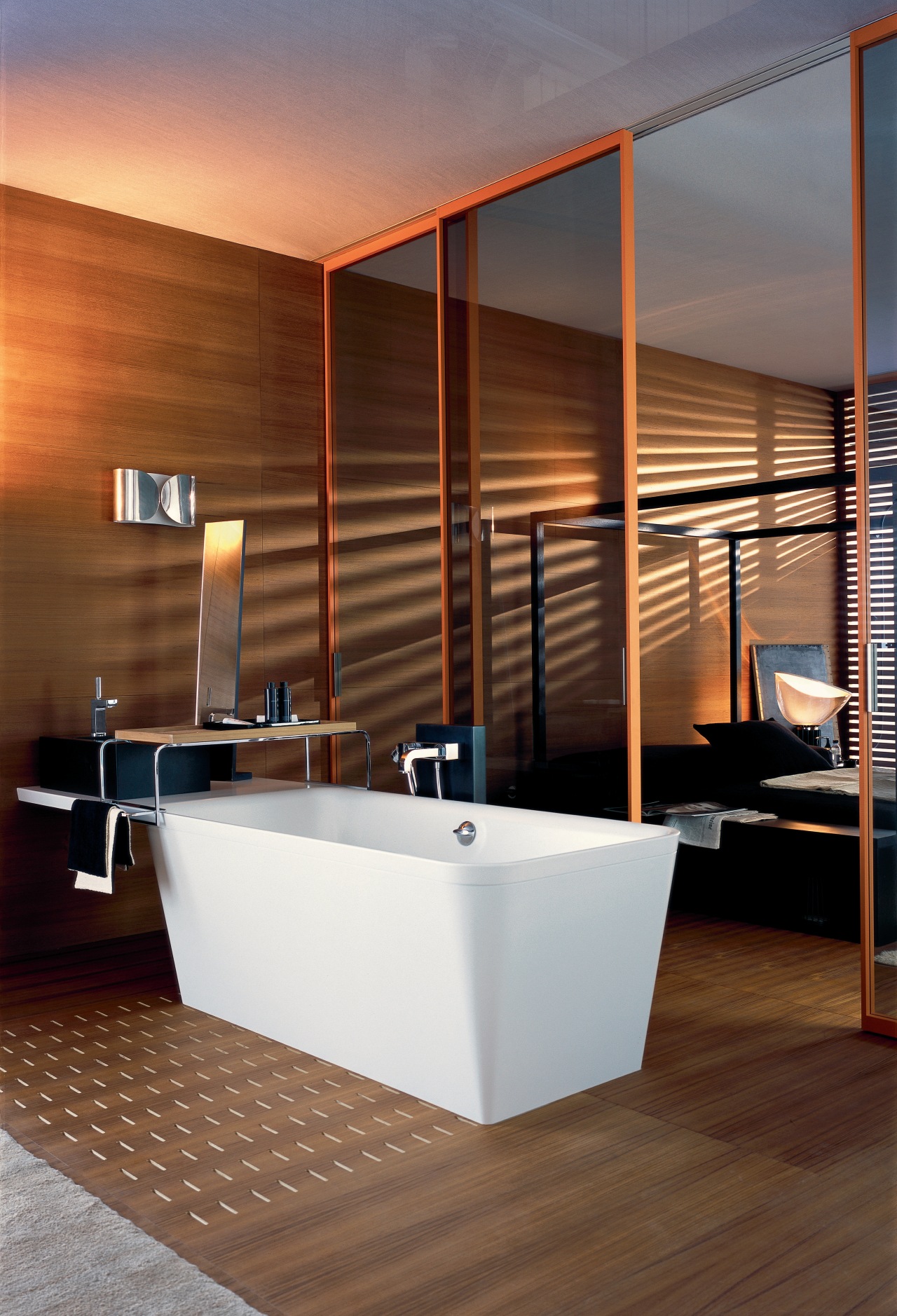 bathroom of house architecture, bathroom, floor, interior design, plumbing fixture, product design, wood, brown