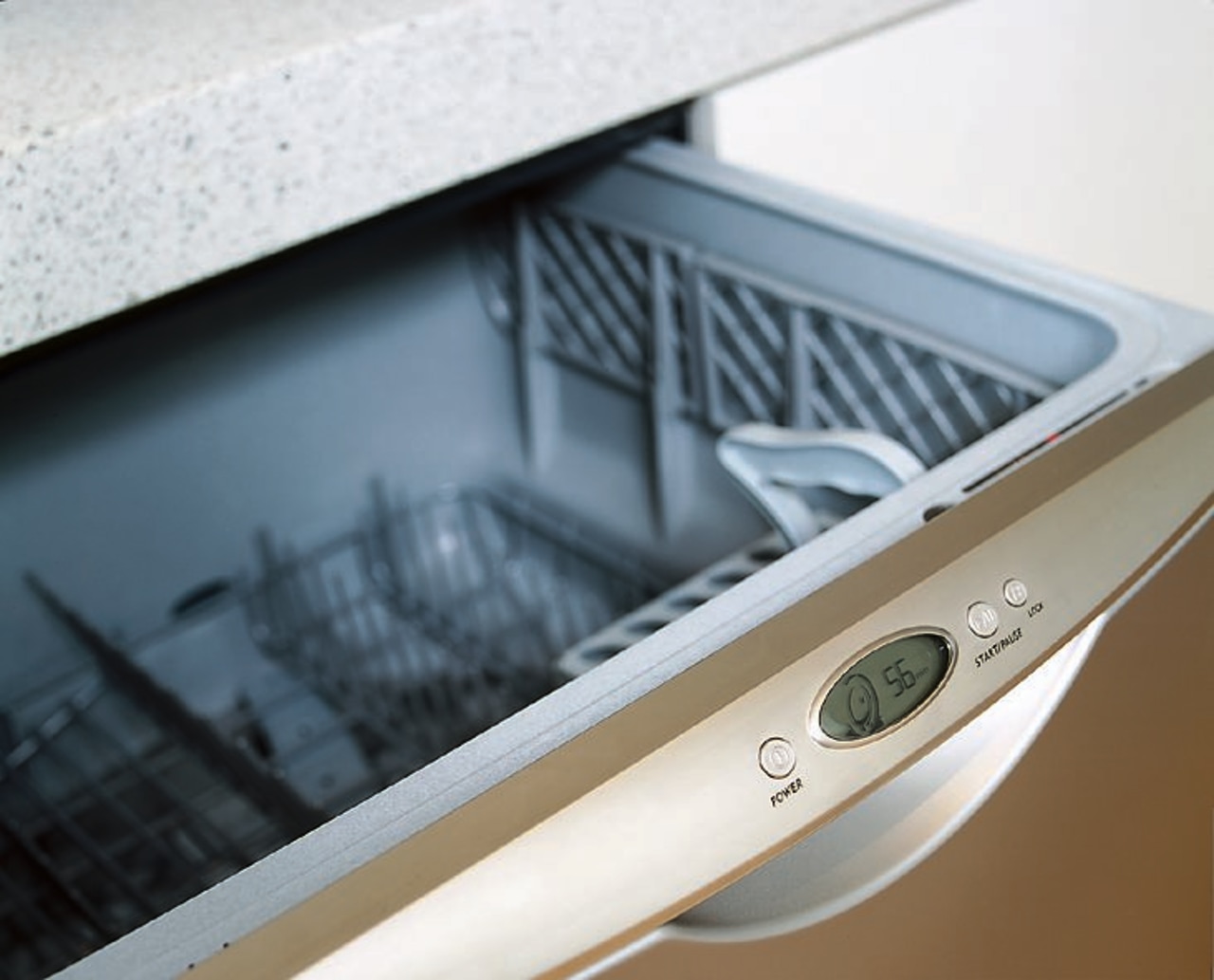 Fisher &amp; Paykel DishDrawer in Iridium stainless steel product design, white