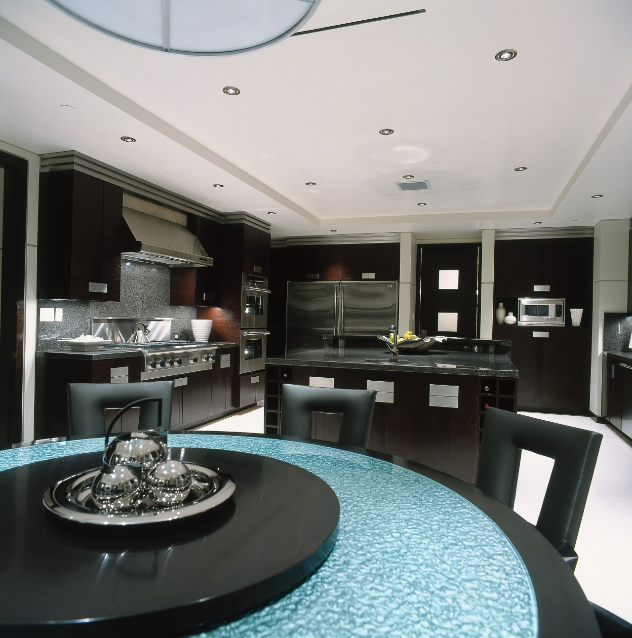 View of the dining &amp; kitchen area ceiling, countertop, interior design, black, white