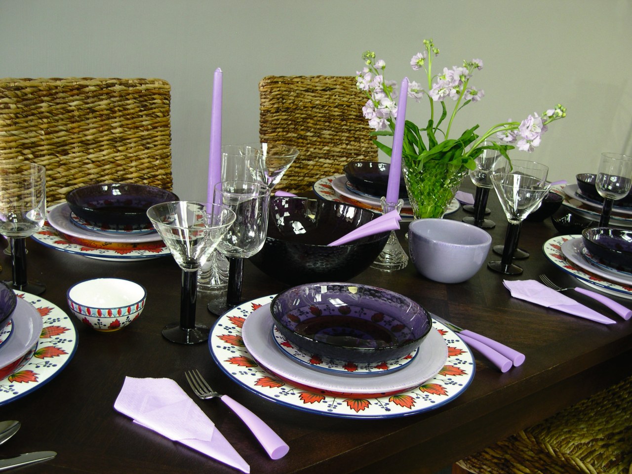 Brown dining table set with plates, bowls, wine ceramic, dining room, dishware, meal, porcelain, table, tableware, black