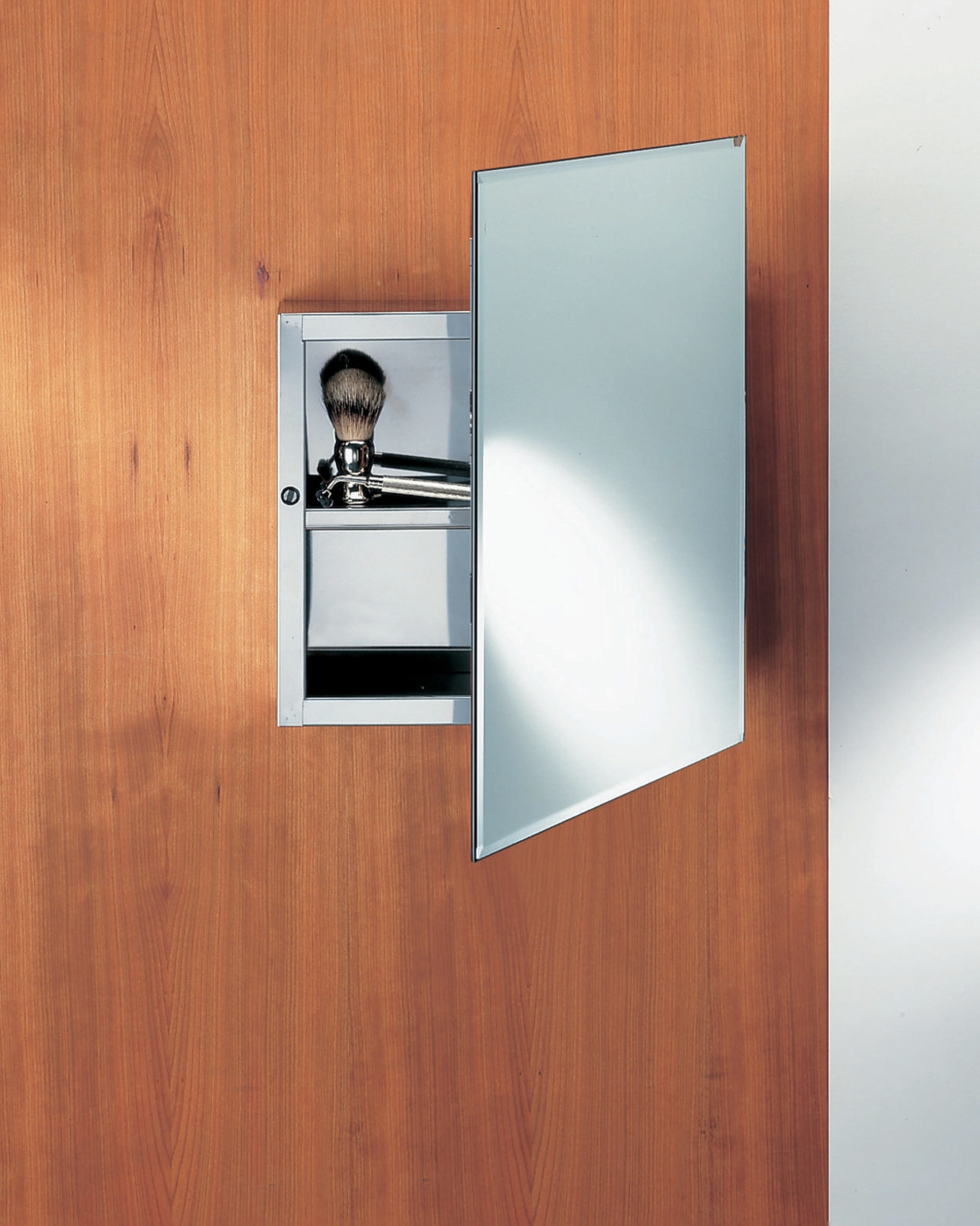 Minimalist Regia Square mirror unit which includes a product design, shelf, orange, red