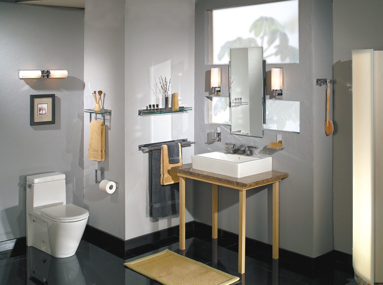 View of this bathroom bathroom, bathroom accessory, bathroom cabinet, interior design, plumbing fixture, product design, room, sink, gray, white