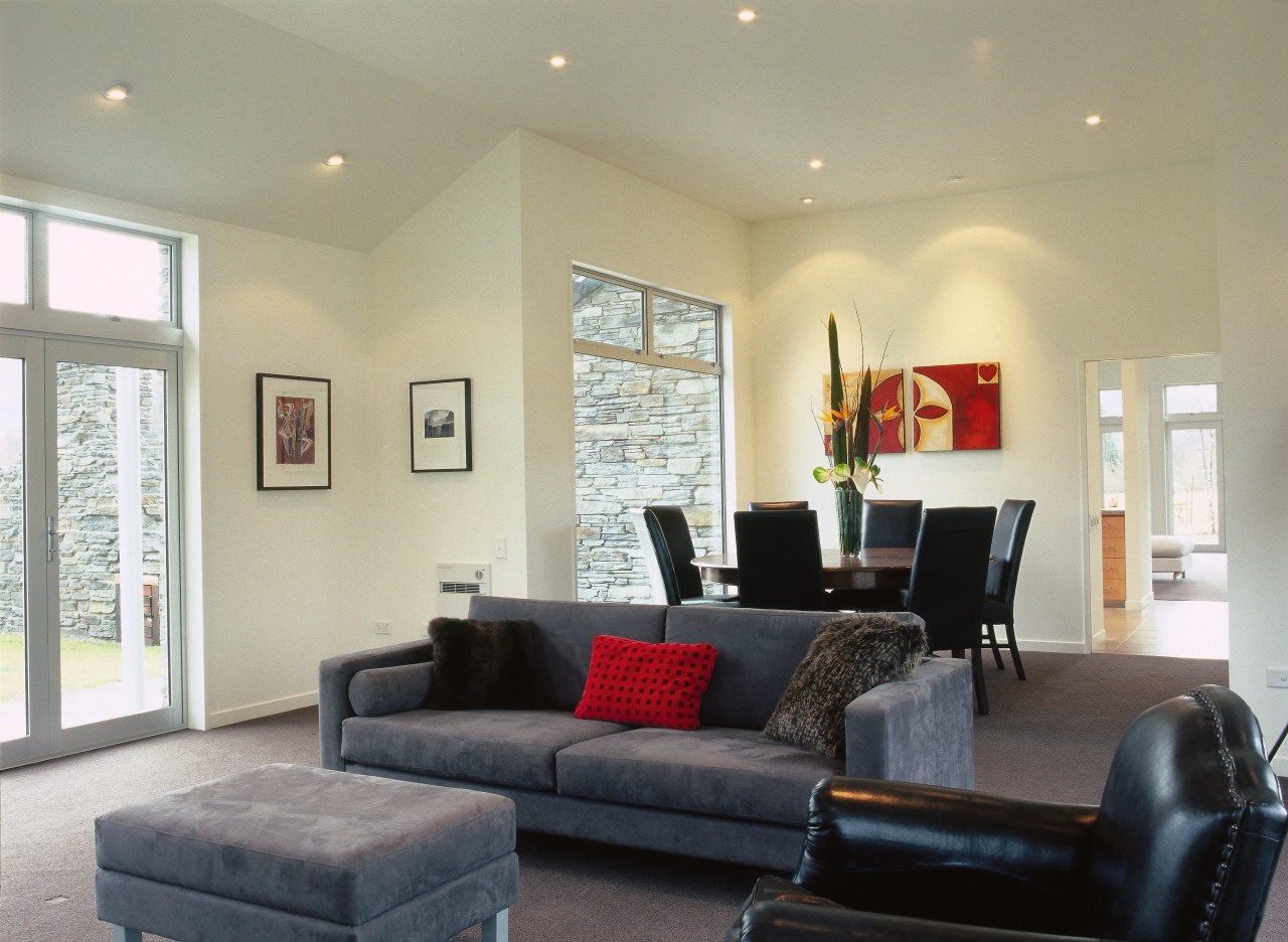 View of the main living area ceiling, floor, home, house, interior design, living room, property, real estate, room, wall, window, gray