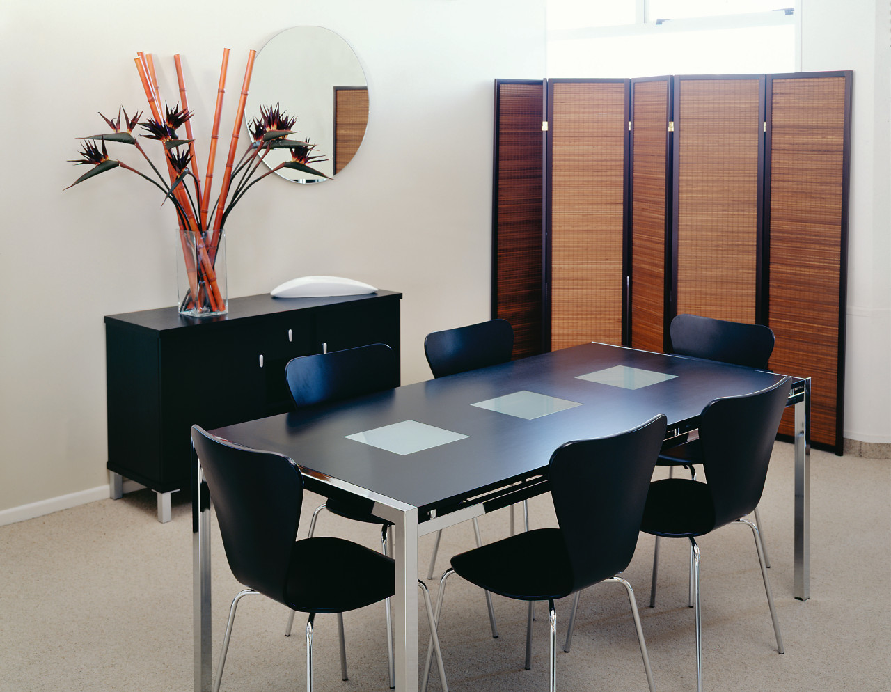 View of the dining area chair, conference hall, desk, dining room, furniture, interior design, office, product design, table, gray