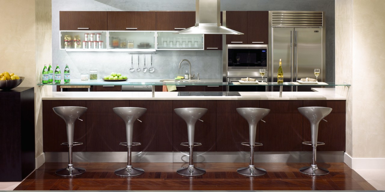 Interior view of kitchen serving bench cabinetry, countertop, cuisine classique, flooring, furniture, interior design, kitchen, product design, small appliance, table, red, white