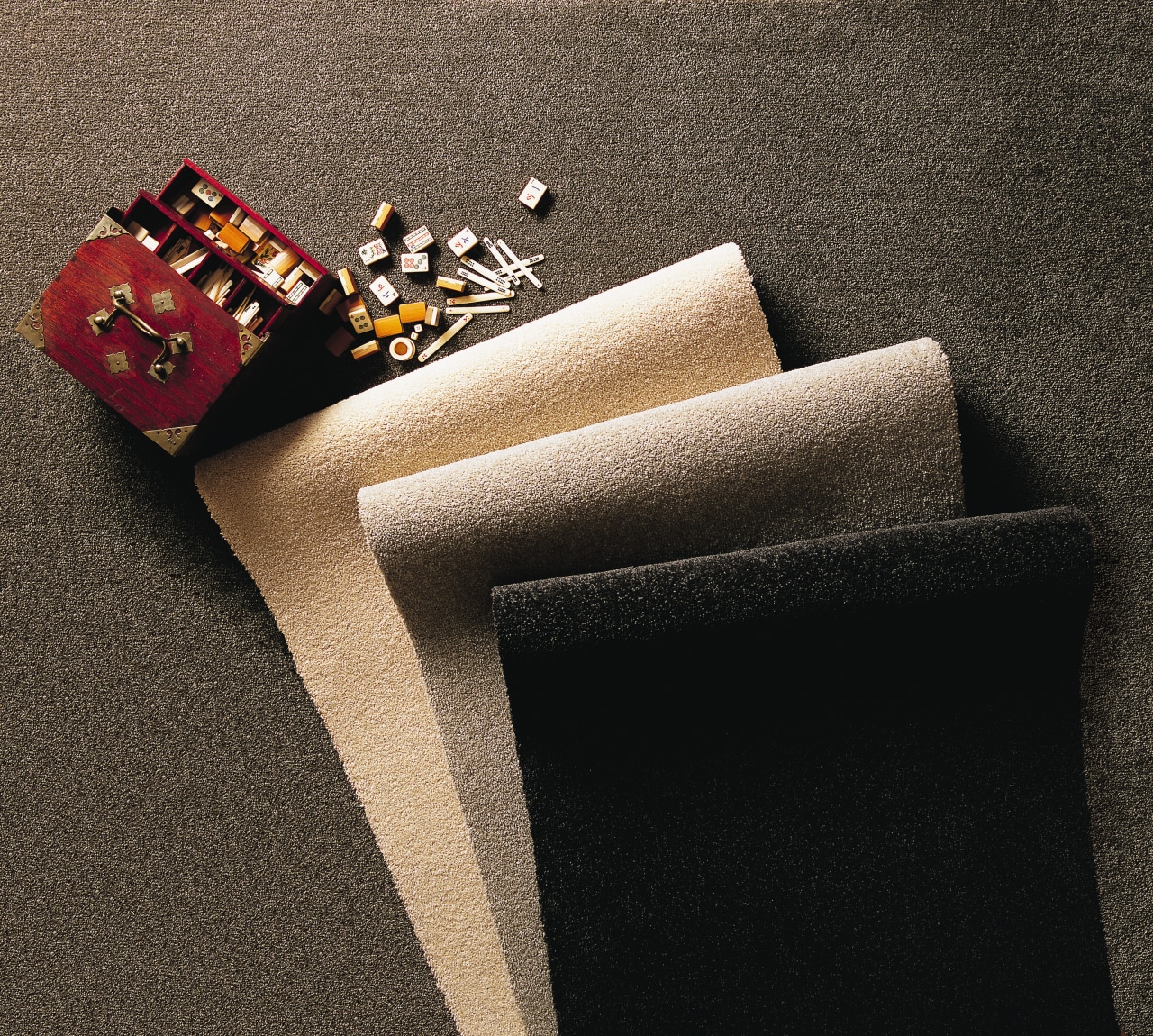 View of these carpet rolls flooring, product design, black