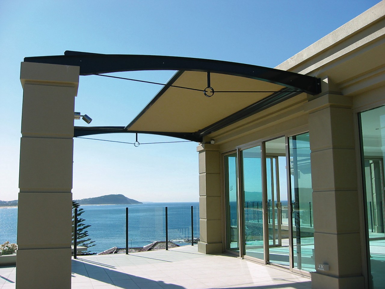 exterior view of patio and sunscreen daylighting, outdoor structure, roof, shade, structure, window, teal