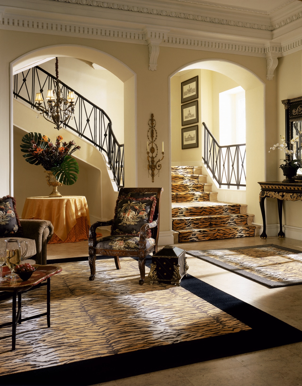 View of this living area &amp; its rugs ceiling, floor, flooring, furniture, hardwood, home, interior design, living room, lobby, room, table, window, wood flooring, brown