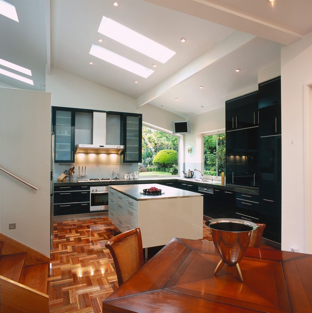 view of the kitchen an dining area cabinetry, ceiling, countertop, interior design, kitchen, real estate, room, under cabinet lighting, gray