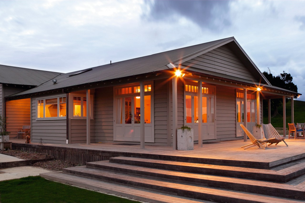 Exterior of home with timber structure, weatherboards, and cottage, home, house, log cabin, real estate, shed, siding, white