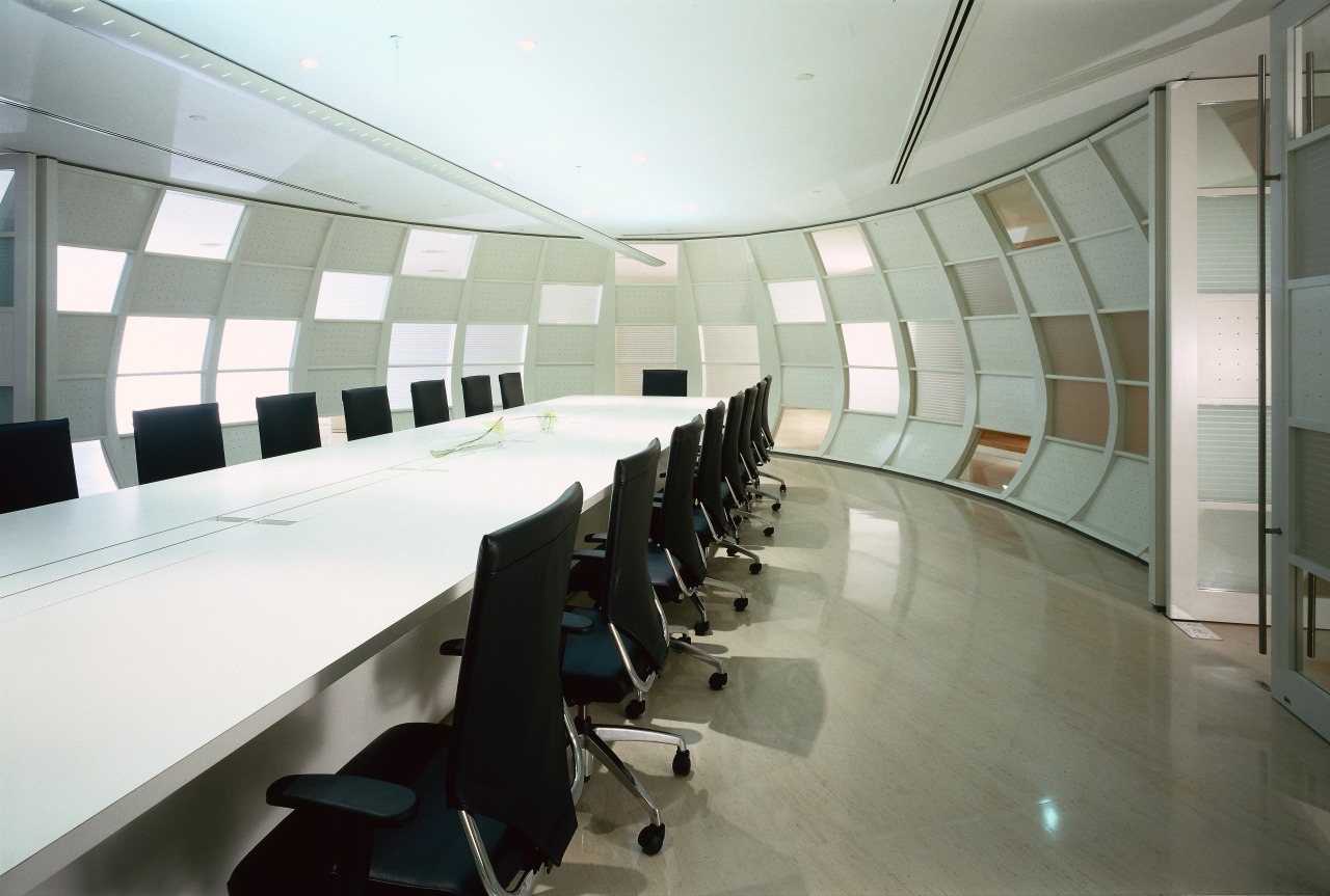 View of the meeting room, marble and limestone architecture, ceiling, conference hall, interior design, office, product design, gray, white