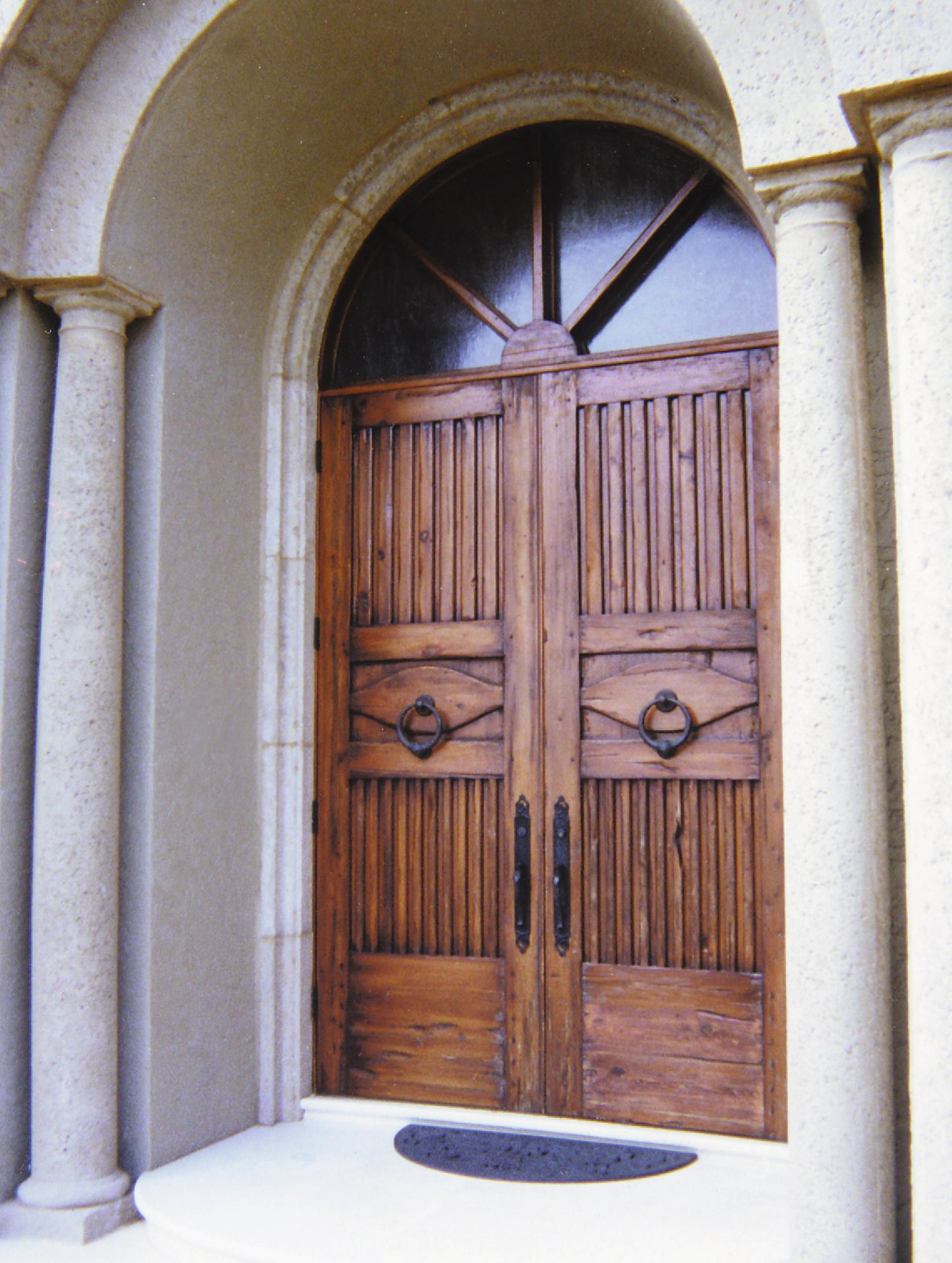 entrance doors timbr arch, door, facade, structure, window, gray