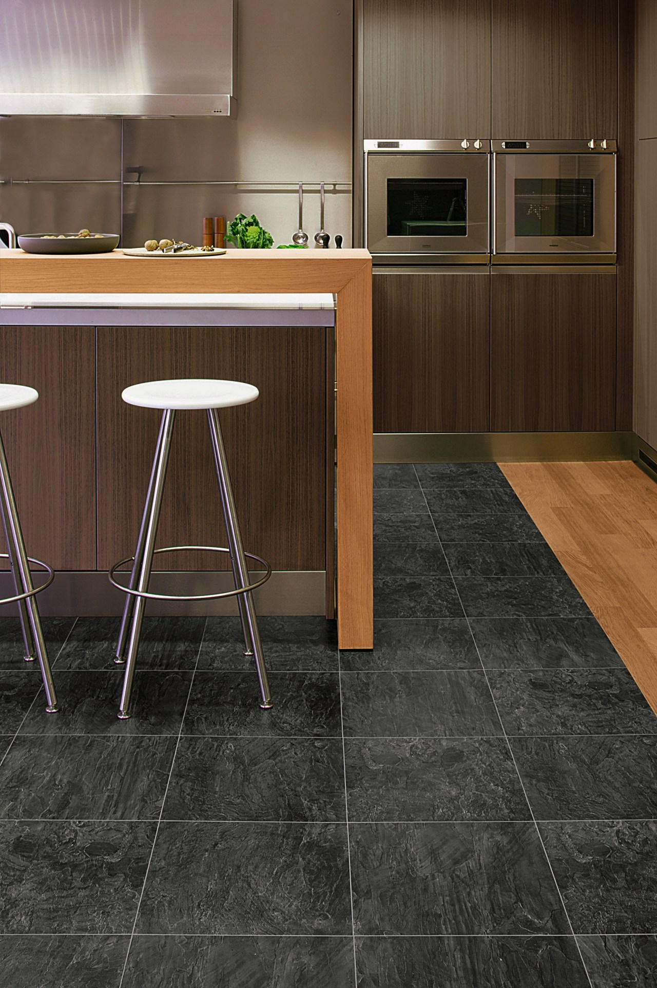 view of the flooring countertop, floor, flooring, furniture, hardwood, kitchen, laminate flooring, tile, wood, wood flooring, brown, black