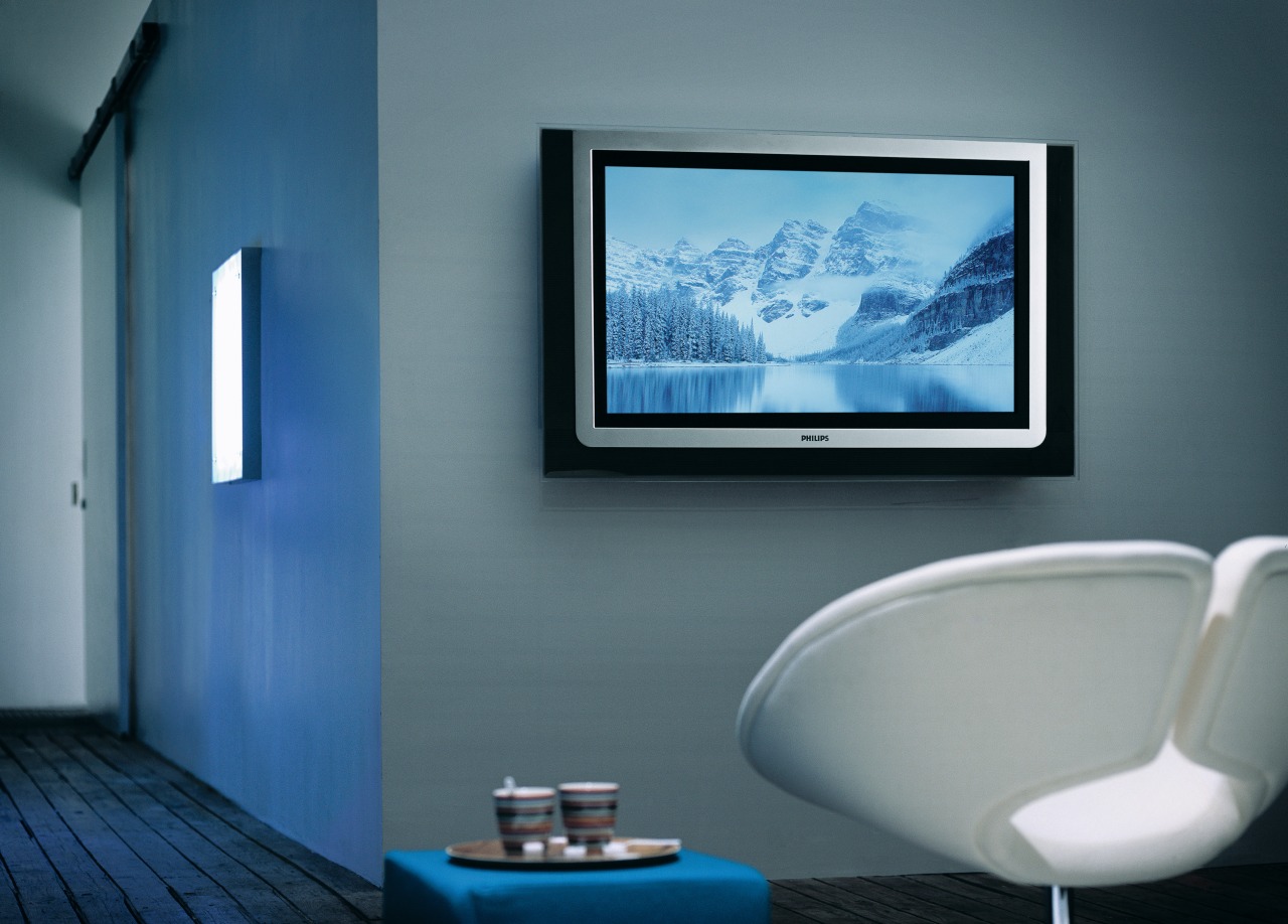 view of the flatscreen ambilight phillips tv blue, display device, flat panel display, furniture, interior design, multimedia, product design, room, technology, television, window, gray, teal