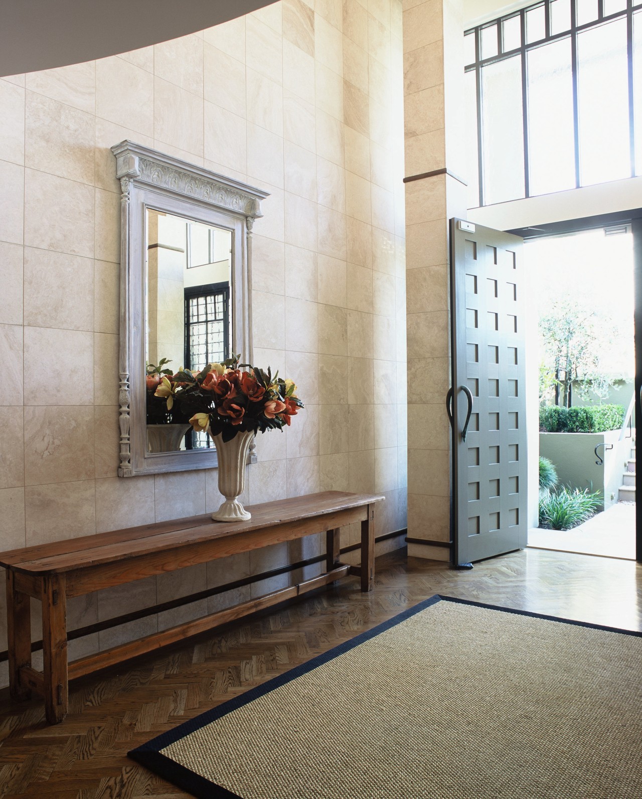 view of the efesus travertine solid stone for door, floor, flooring, furniture, home, interior design, living room, table, tile, wall, window, wood flooring, white