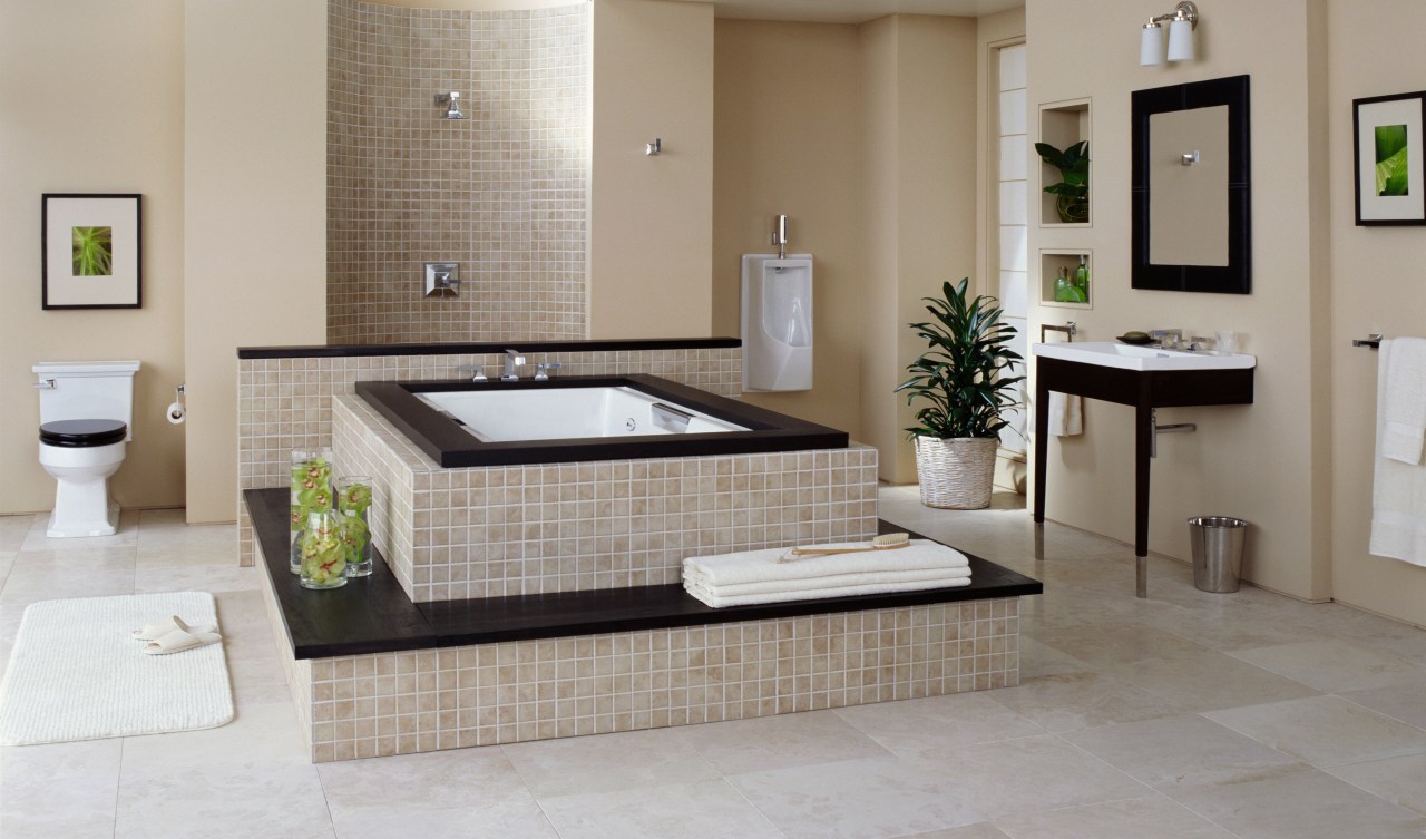 view of the luxurious bathroom showing the lloyd bathroom, floor, flooring, room, tile, gray