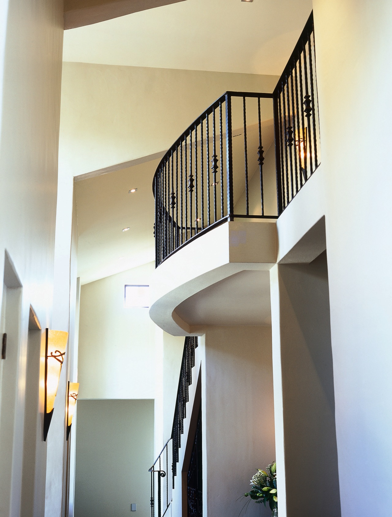 view of the hallway painted in resene tea architecture, baluster, ceiling, daylighting, estate, glass, handrail, home, house, interior design, real estate, stairs, white