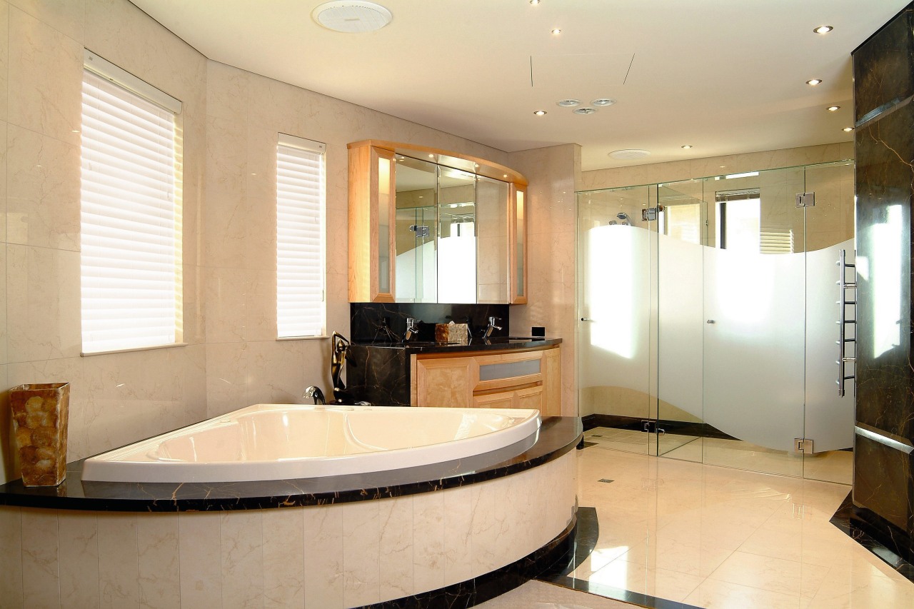 view of the bathroom showing tiled flooring , bathroom, ceiling, floor, interior design, kitchen, real estate, room, window, orange, white