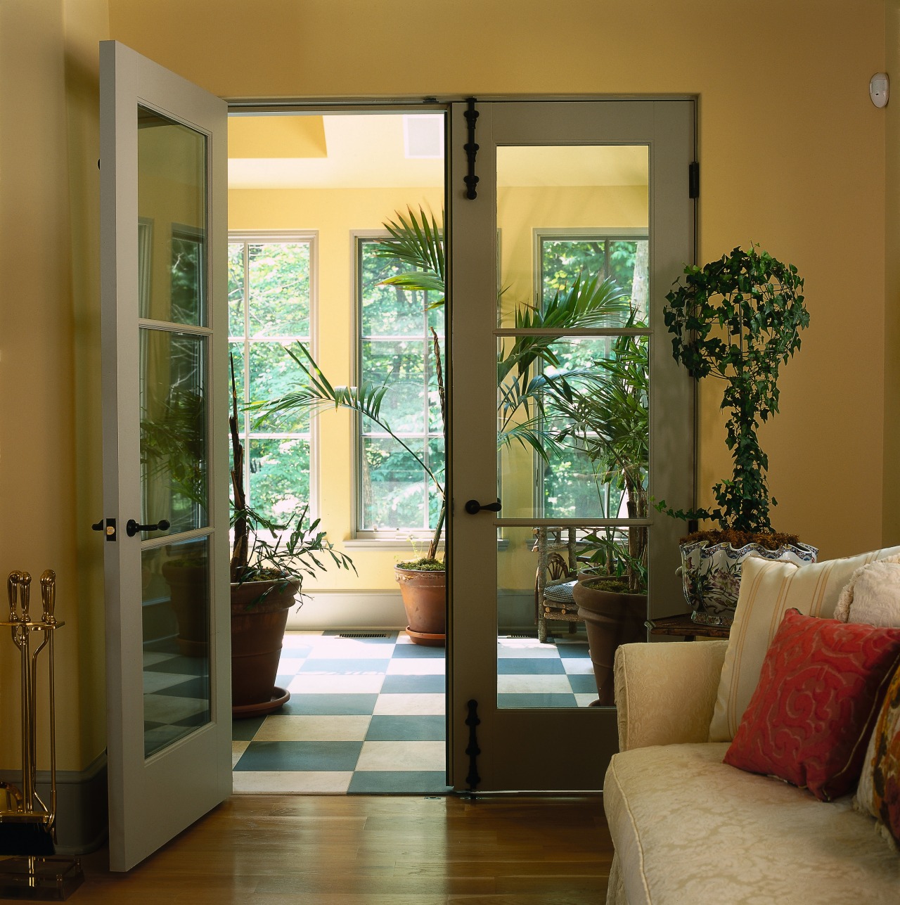 A view of a living area, wooden and ceiling, door, home, interior design, living room, real estate, room, window, window covering, window treatment, wood, brown