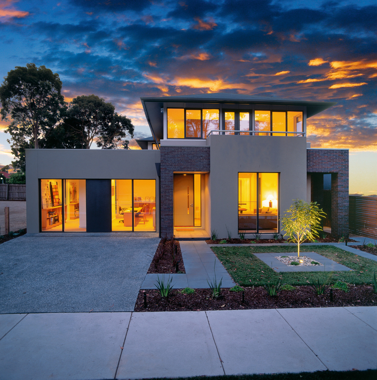 view of the Urban House design from inform architecture, building, elevation, estate, evening, facade, hacienda, home, house, property, real estate, residential area, sky, villa, window, blue