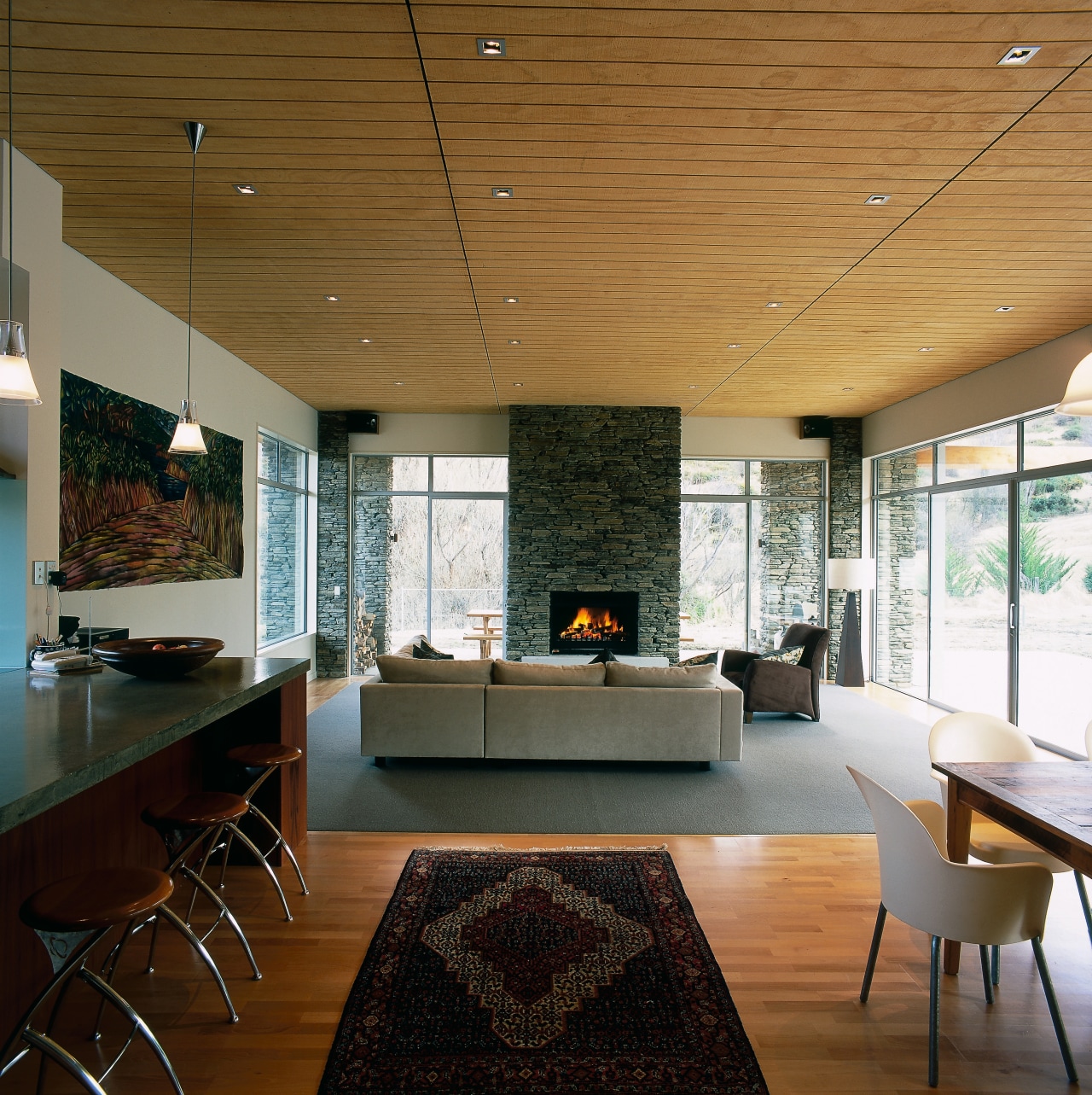 view of the shadowclad ceiling lining used in architecture, ceiling, daylighting, floor, house, interior design, living room, real estate, window, brown