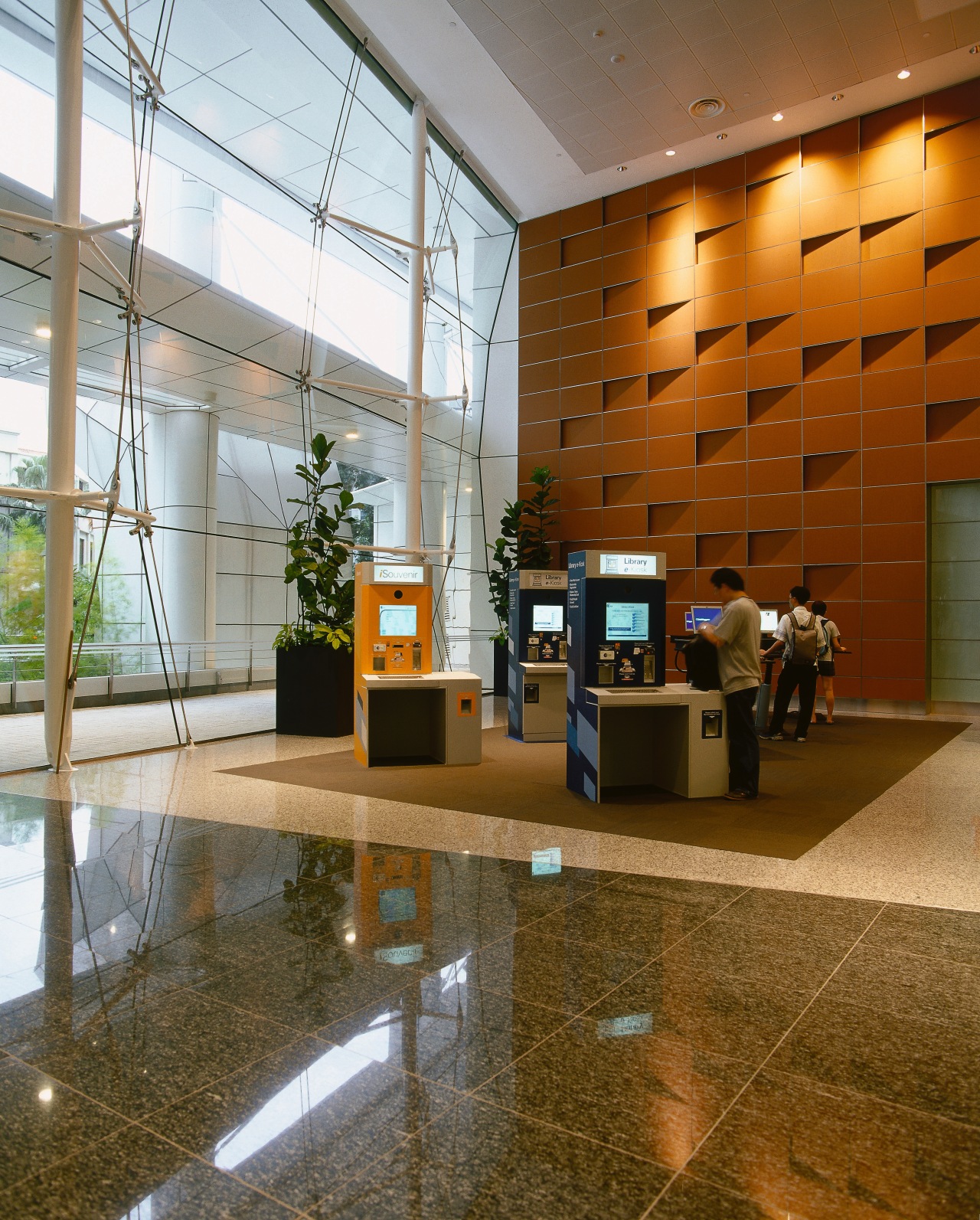 View of the main foyer and entrance to architecture, daylighting, floor, flooring, interior design, lobby, real estate, brown