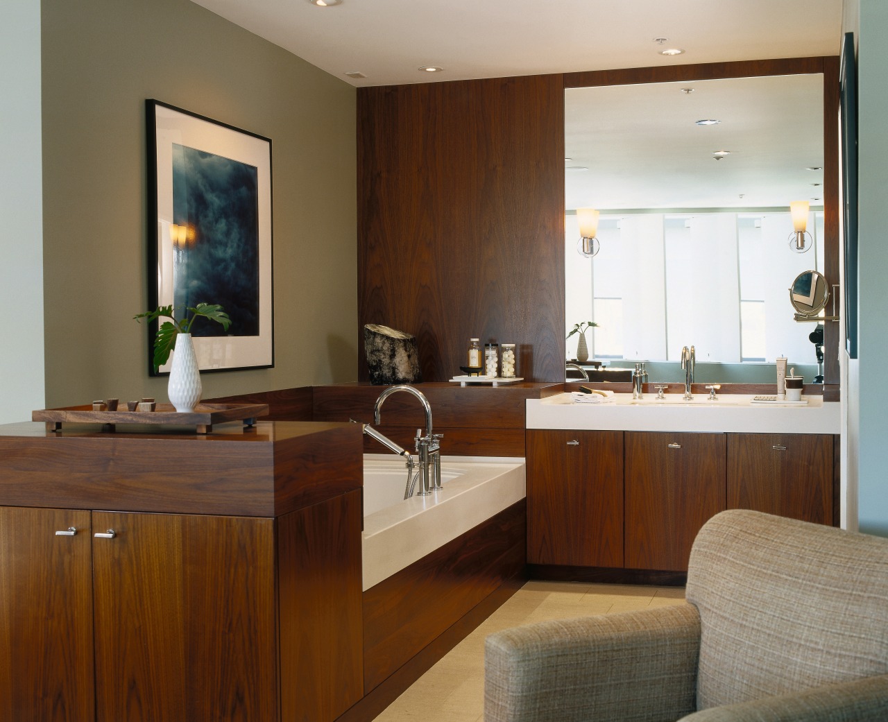 the chair signifies an understanding of the bath bathroom, bathroom cabinet, cabinetry, countertop, interior design, kitchen, real estate, room, sink, brown, gray