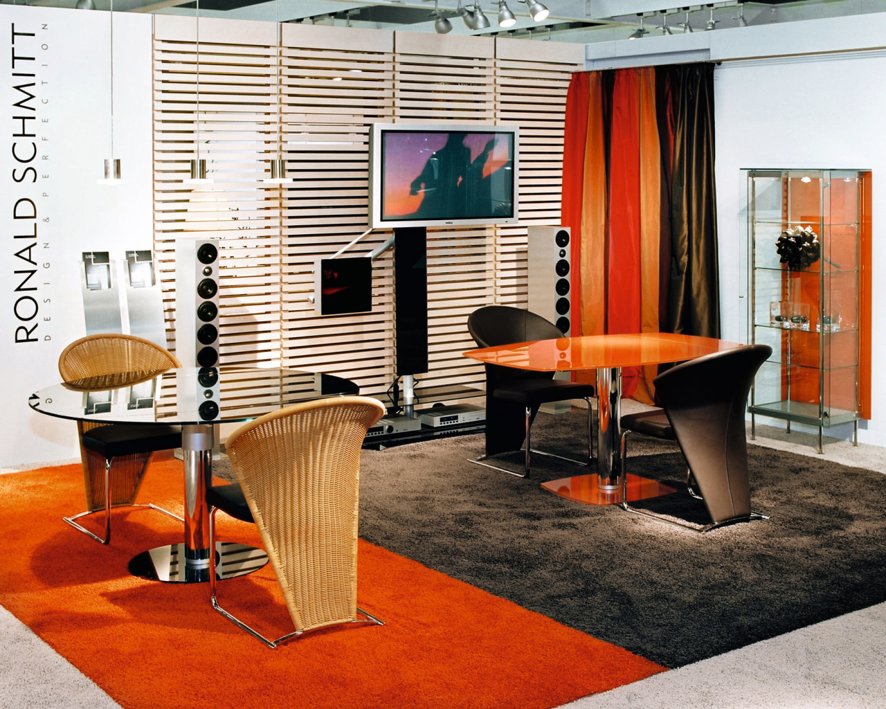 Ronalds Schmitts RS19 stand for plasma and LCD chair, floor, flooring, furniture, interior design, office, table, wall, wood, white