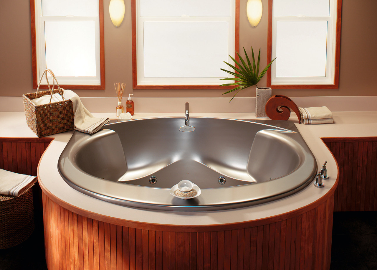 Stainless steel bath tub and faucetry, with wooden bathroom, bathtub, interior design, jacuzzi, plumbing fixture, room, sink, white