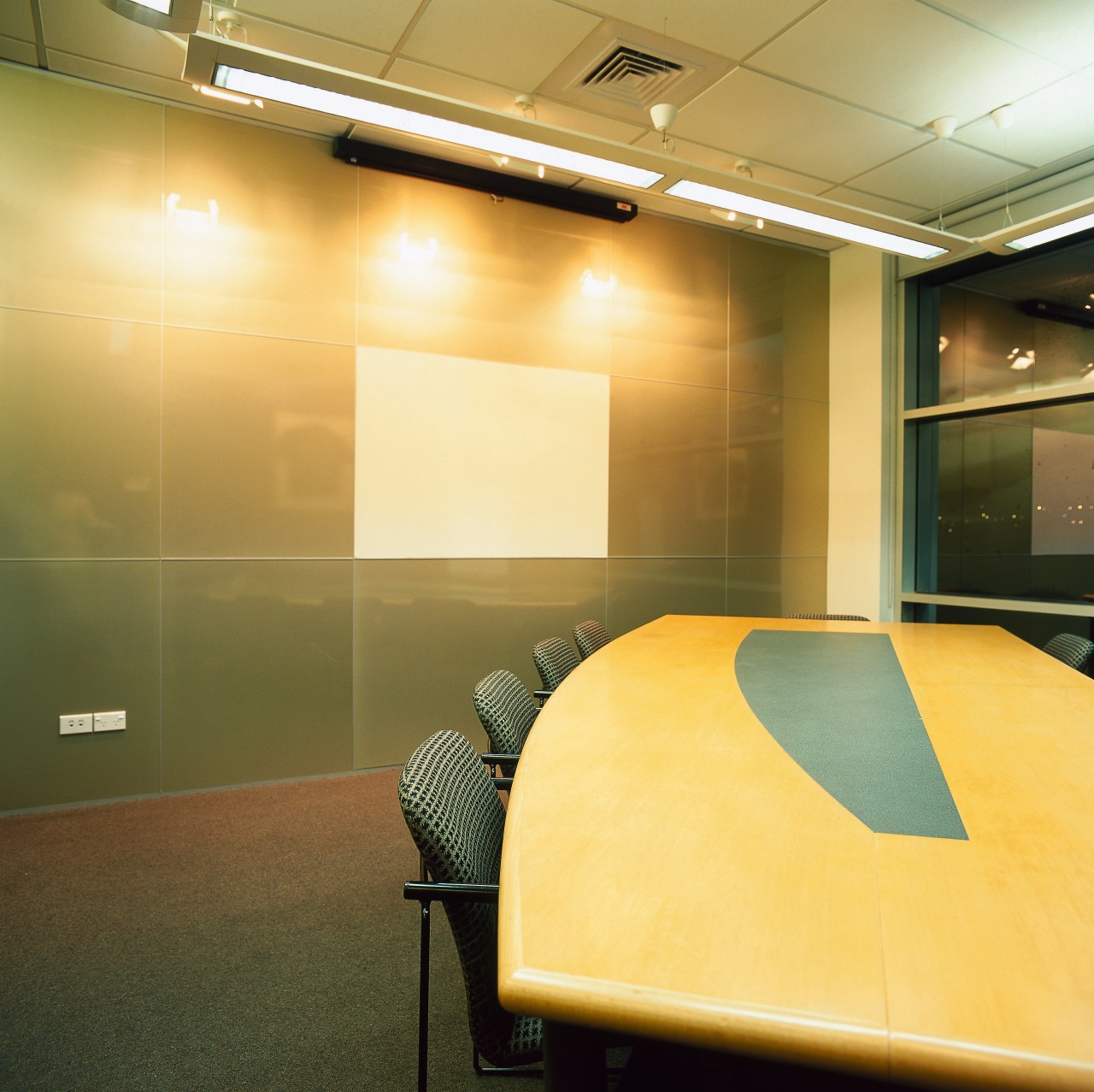 A view of the architectural work done by architecture, ceiling, conference hall, floor, flooring, furniture, glass, interior design, lighting, office, table, wall, orange, brown