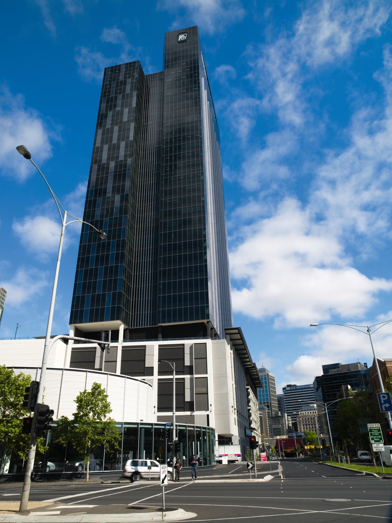 An exterior view of the Freshwater Place building architecture, building, city, commercial building, condominium, corporate headquarters, daytime, downtown, facade, headquarters, landmark, metropolis, metropolitan area, mixed use, real estate, sky, skyscraper, tower, tower block, urban area, black