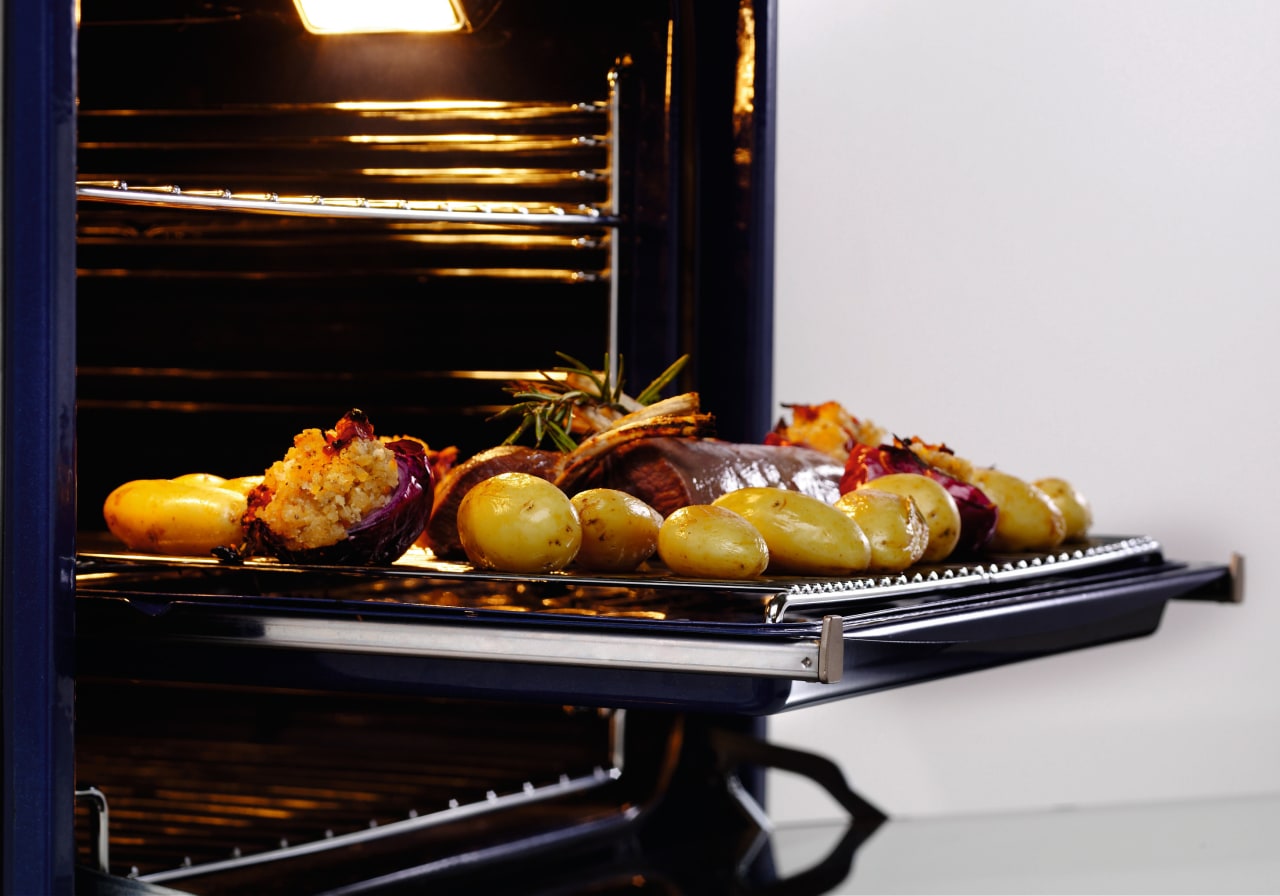 Examples of the new Fisher &amp; Paykel technology food, produce, vegetable, black, white