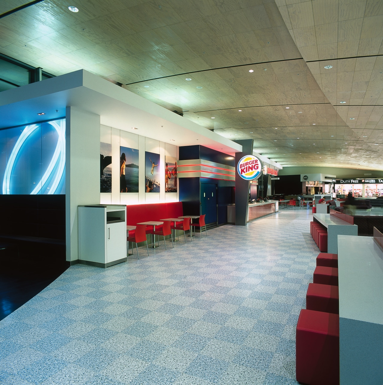 View of Burger King premises in food court architecture, ceiling, floor, flooring, interior design, leisure centre, lobby, gray