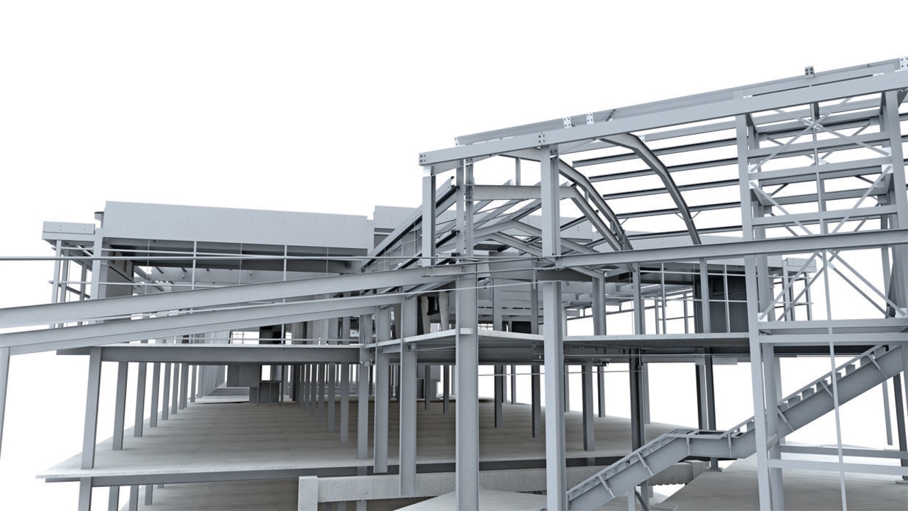 CAD diagram of structural steel framework. engineering, steel, structure, gray, white