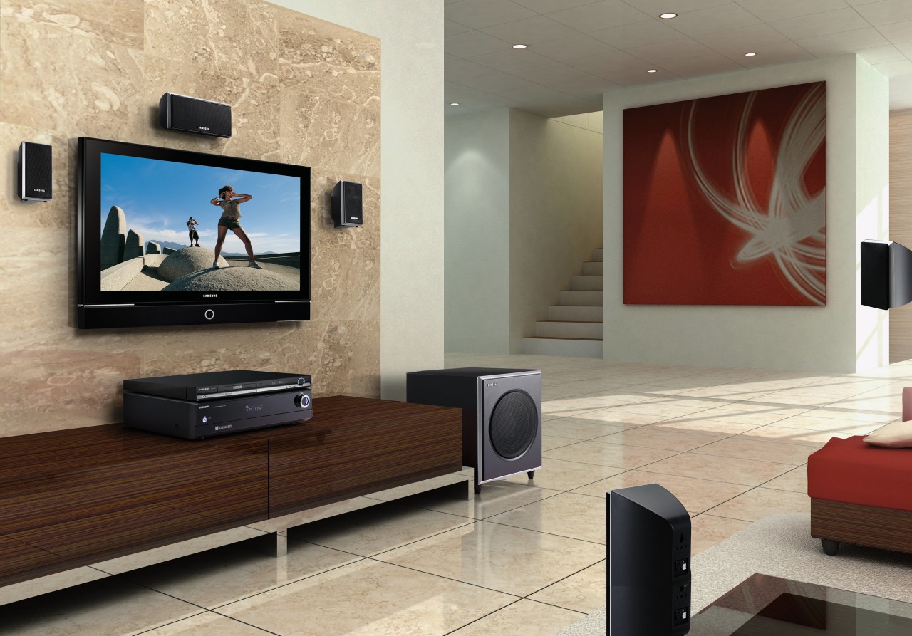 Lounge room with plasma tv on wall, with flat panel display, floor, flooring, interior design, living room, room, television, wall, orange