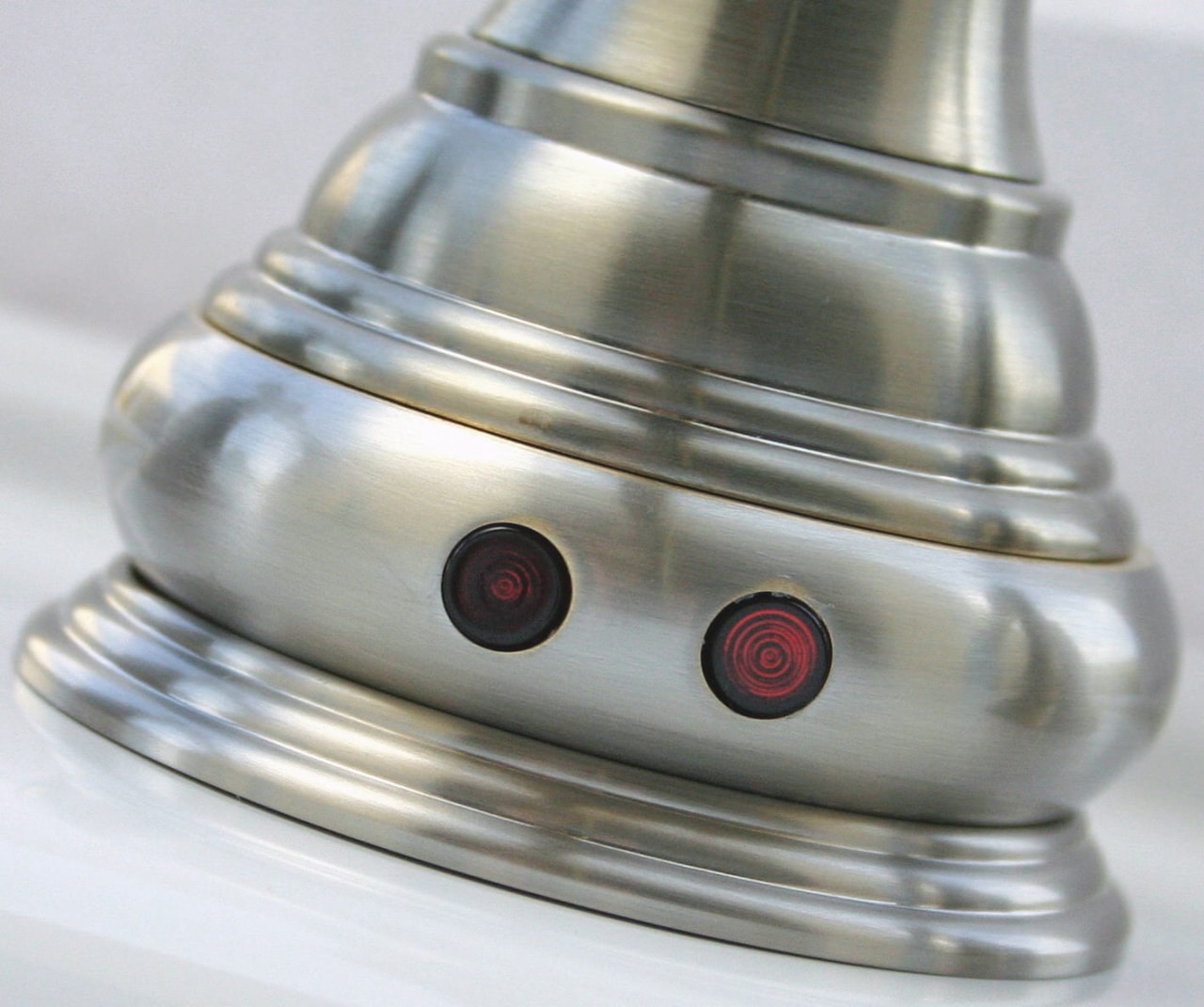 view of these stainless autoluxe decorative automatic faucet, product design, gray, white