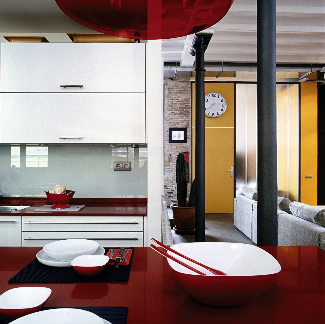 view of  this kitchen featuring red silestone architecture, bathroom, ceiling, interior design, product design, room, white