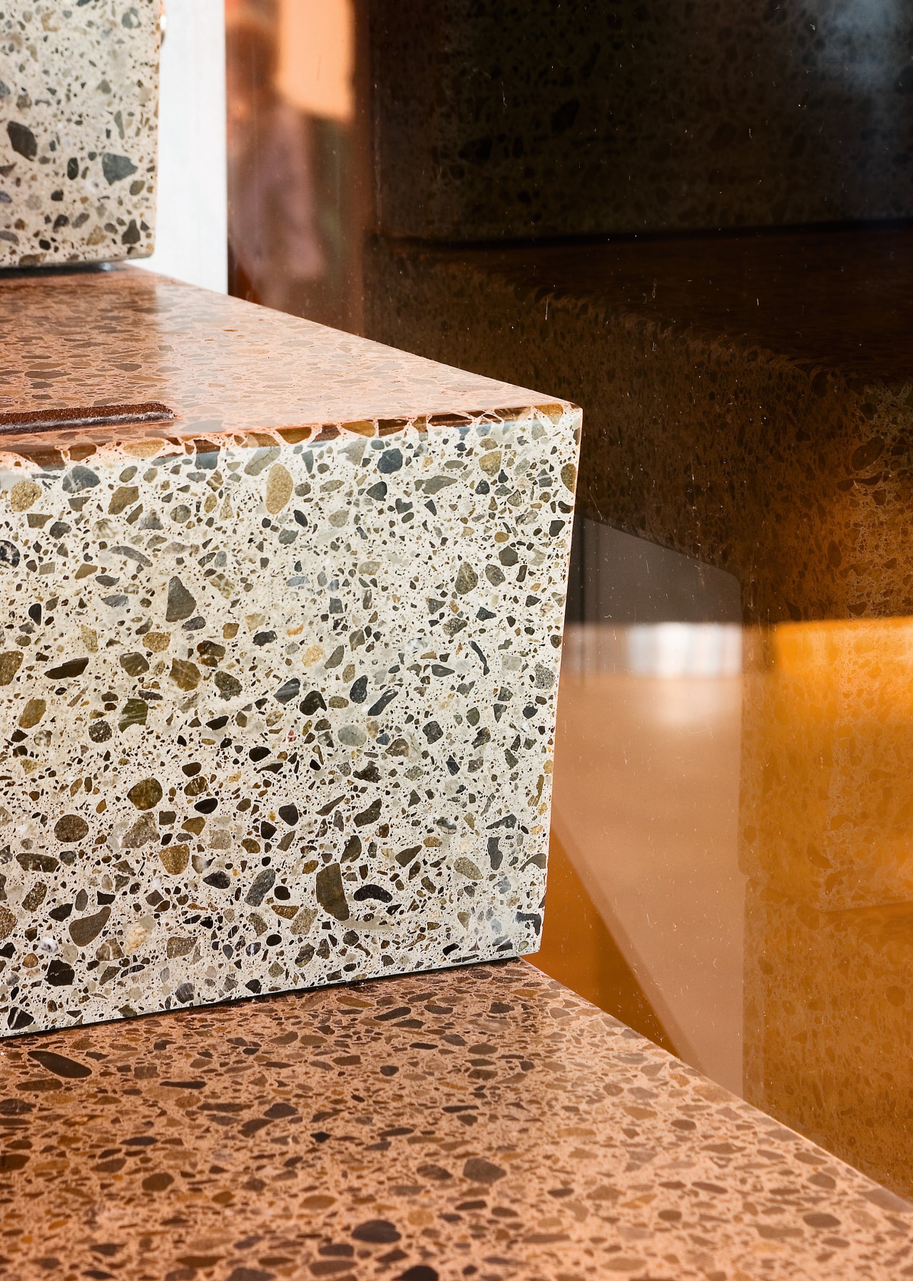 A view of some polished concrete flooring from material, brown