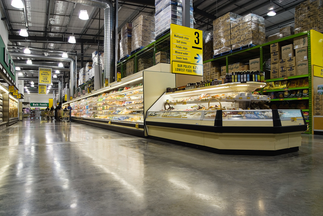 A view of some concrete flooring by Wrathalls retail, supermarket, gray