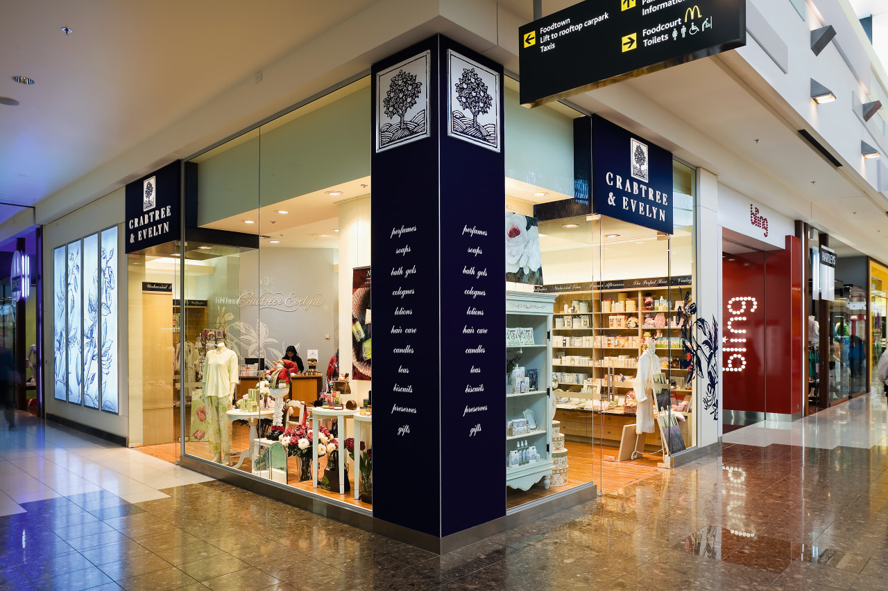 A view of a shop fitted out by outlet store, retail, shopping mall, brown