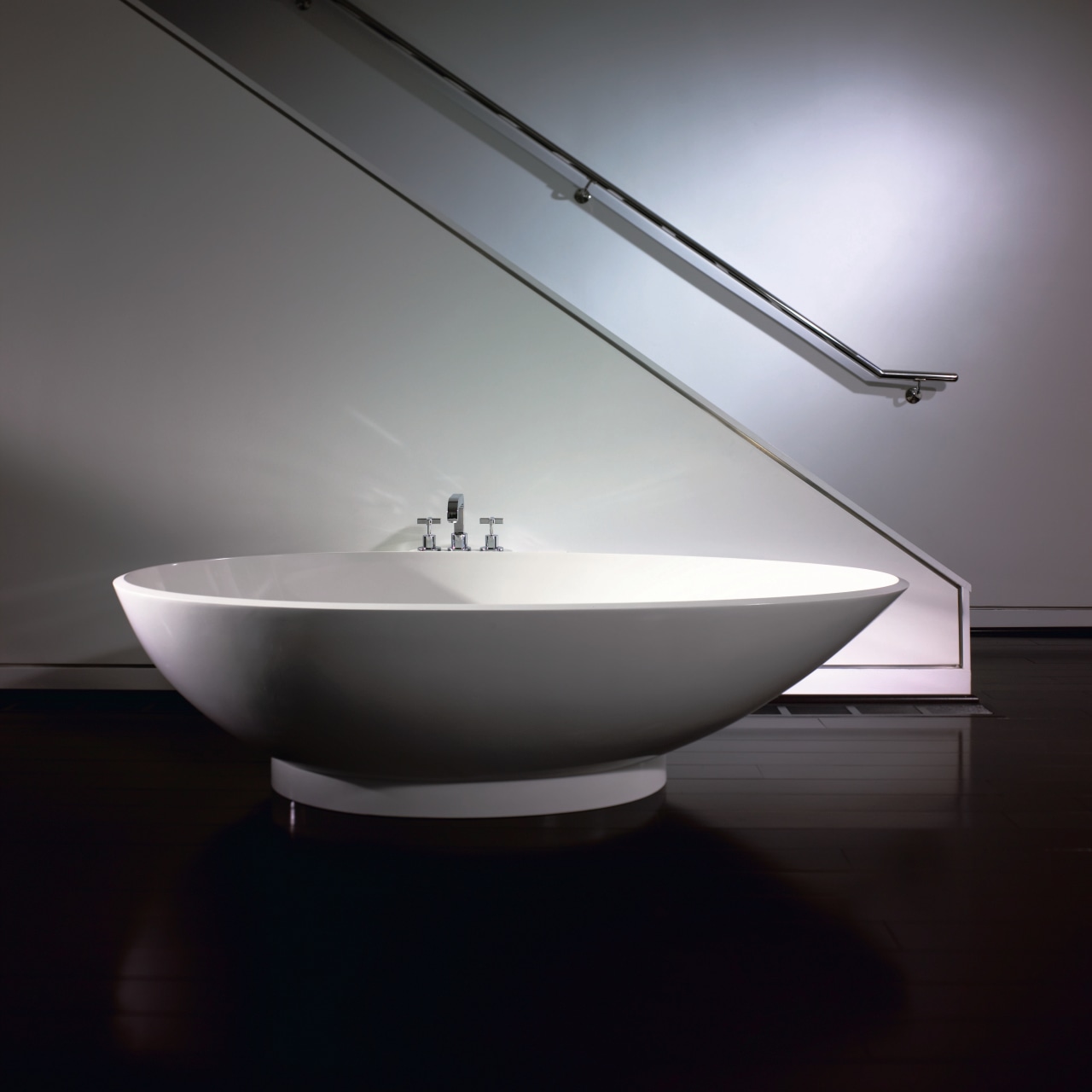 A view of a abthtub by Victoria &amp; angle, bathroom, bathroom sink, bathtub, plumbing fixture, product design, sink, tap, gray, black