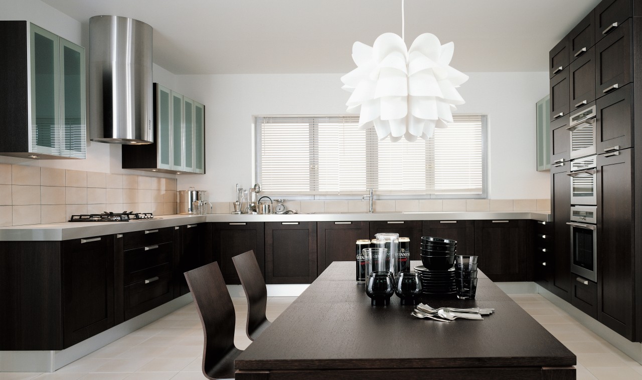 View of this modern kitchen designed and manufactured cabinetry, countertop, cuisine classique, interior design, kitchen, room, gray, black