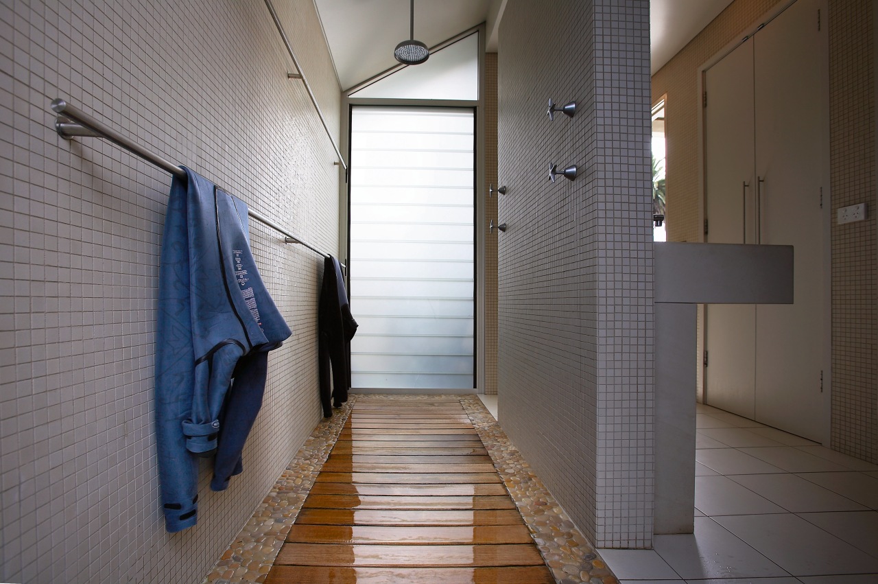 A view of the wood slate boardwalk and architecture, daylighting, floor, house, interior design, window, wood, gray