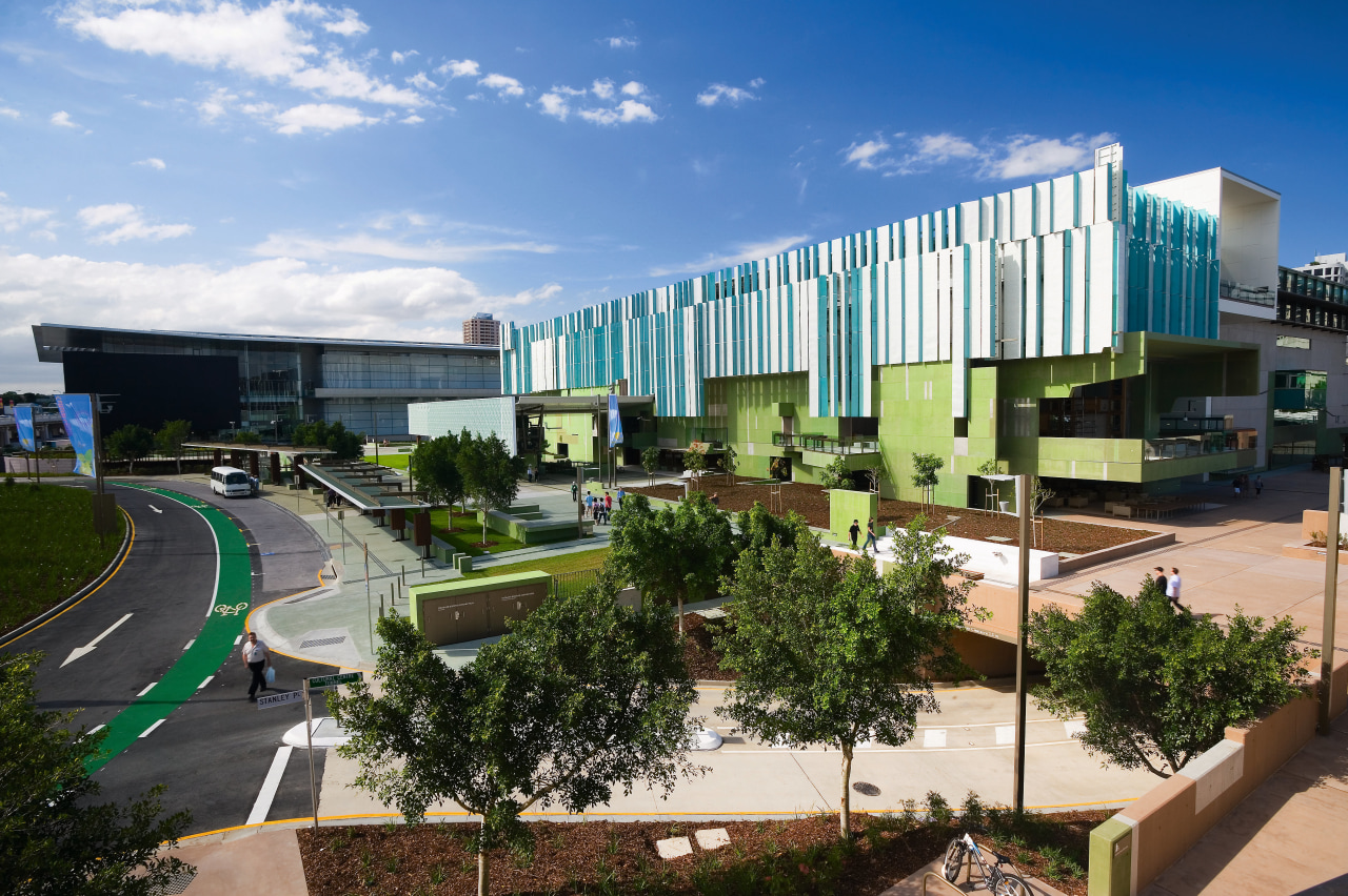 A view of the library. architecture, building, city, commercial building, corporate headquarters, headquarters, metropolitan area, mixed use, neighbourhood, real estate