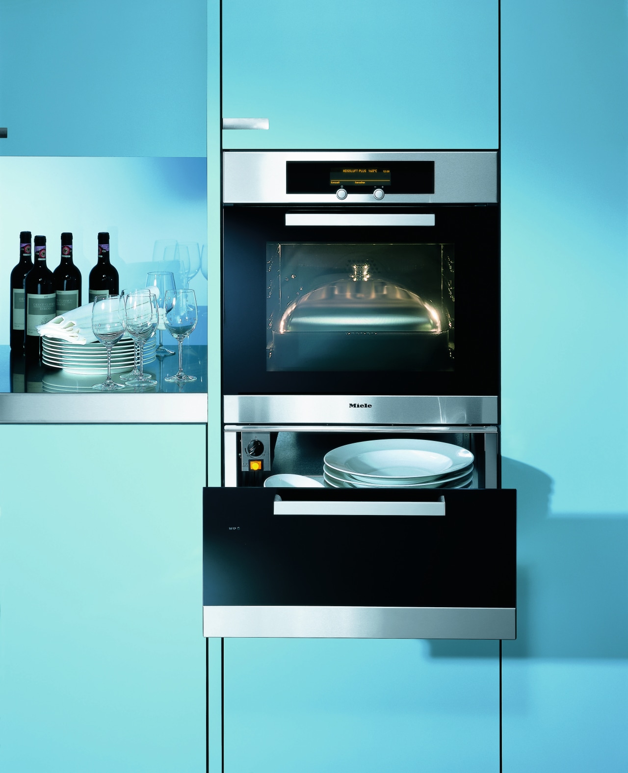 Close up view of the multi function ovens furniture, home appliance, kitchen appliance, product, product design, teal